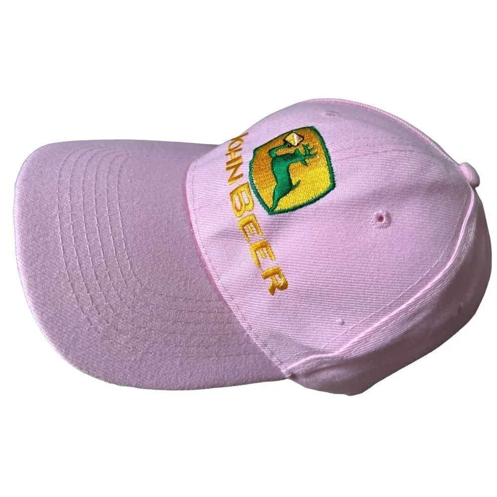 John Deer Pink Denim Baseball Hat Logo Adjustable Backing